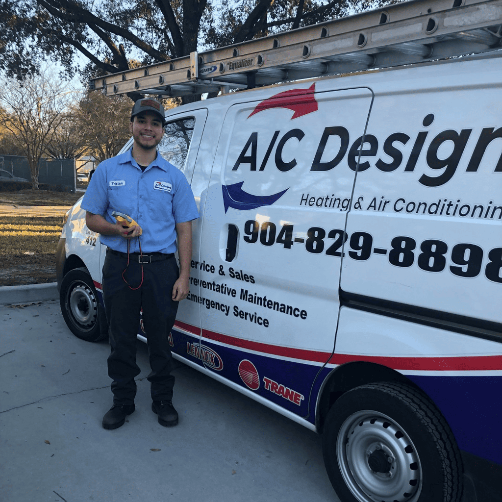 Tristan in front of an AC Designs van